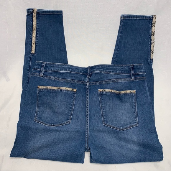 White House WHBM Skinny Ankle Jeans Women 14 Snakesin Trimmed Skinny Ankle Denim - Picture 9 of 13